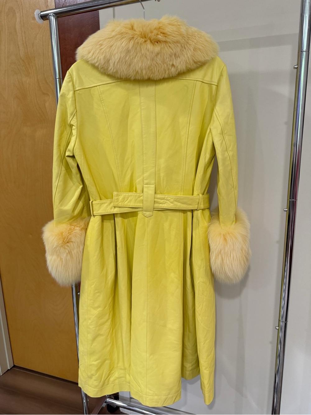 Saks Potts bootleg real leather coat with fox Fur cuffs - Picture 7 of 14